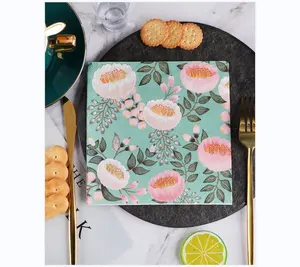 <span class=keywords><strong>Tovaglioli</strong></span> da Cena con Design Floreale Stampato per Decorazioni Festa, Matrimonio ed Eventi Nuziali - 2/3 Veli in Pura Polpa di Legno - Product Image 3