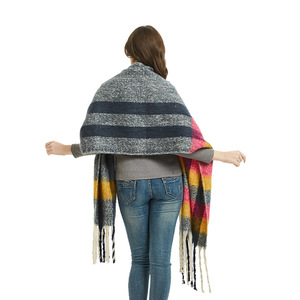 Écharpe en <span class=keywords><strong>laine</strong></span> à <span class=keywords><strong>tricoter</strong></span> de luxe <span class=keywords><strong>pour</strong></span> femmes et hommes, étoles d'hiver, écharpe solide à pampilles <span class=keywords><strong>pour</strong></span> dames, écharpe tissée de grande taille, teinte unie, vente en gros - Product Image 2