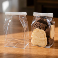 Sacs à biscuits personnalisés pour commande en gros, emballage transparent pour friandises, pochette verticale à soufflet latéral, fournitures de boulangerie maison