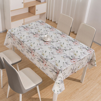 Nappe de table RNPT en tissu soyeux rose à imprimé feuilles, résistante à l'huile et facile à nettoyer, pour table rectangulaire