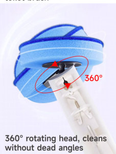 Brosse de toilette jetable Realida, brosse de nettoyage manuelle avec manche en plastique, lot de 14 recharges, brosse et gobelet pour toilettes - Product Image 2