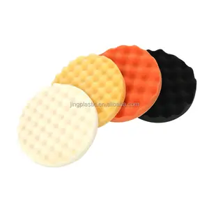 Almohadilla de espuma para gofres con ondas negras de alta calidad de 8 pulgadas, almohadillas de esponja pulidora para el cuidado del automóvil
