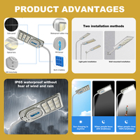Lampe de rue solaire tout-en-un étanche IP65, alimentée par batterie haute capacité ABS, 800W, 1000W, 1500W, fournie directement par l'usine