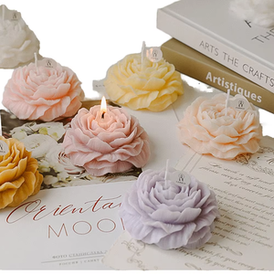 Diseño novedoso E130, vela perfumada Floral personalizada con forma <span class=keywords><strong>de</strong></span> flor <span class=keywords><strong>de</strong></span> lujo en forma <span class=keywords><strong>de</strong></span> peonía multicolor para decoración <span class=keywords><strong>de</strong></span> boda y regalo - Product Image 2