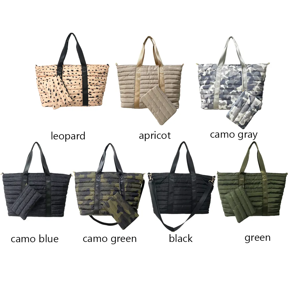 Crossbody Bag Camo Green Puffer Tote Bag Waterproof Nylon Fashion Women Light Weight Handbag Quilted Bag 2022