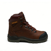 Bottes de sécurité pour travaux de construction, unisexes, avec embout en acier, en microfibre, en cuir Crazy Horse, semelle extérieure en PU, anti-écrasement, toutes saisons, pour l'usine