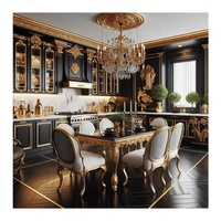 Porte vitrée de luxe personnalisée couleur noire Shaker en bois massif Armoire de cuisine en bois Ensemble de meubles design