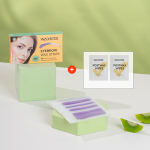 Couleur personnalisée <span class=keywords><strong>de</strong></span> haute qualité 24 bandes <span class=keywords><strong>de</strong></span> papier ciré dépilatoire double face sans colophane prêt à l'emploi avec 2 lingettes Postwax - Product Image 1