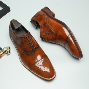 Zapatos de Cuero para Hombre de Lujo Estilo Italiano, Oxford Sin Cordones, Hechos a Mano, Bordados, Punta Cerrada, Ligeros para Otoño y Bodas - Product Image 4