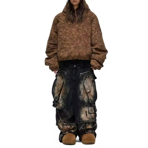 <span class=keywords><strong>Jeans</strong></span> <span class=keywords><strong>Cargo</strong></span> da <span class=keywords><strong>Uomo</strong></span> Taglie Forti Personalizzati Streetwear a Doppia Vita con Lavaggio Forte Effetto Fango - Product Image 2