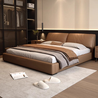 Lit en cuir minimaliste italien, nouveau lit double moderne et minimaliste, mobilier de chambre principale
