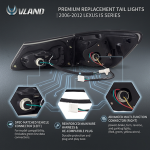 Feux arrière modifiés Vland, feux arrière LED fumés pour Lexus IS250 IS350 ISF 2006 2007 2008 2009 2010 2011 <span class=keywords><strong>2012</strong></span> - Product Image 3