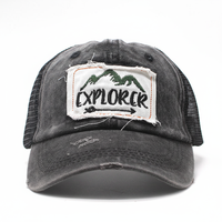 Gorra de béisbol de algodón de 5 paneles de alta calidad, diseño personalizado, al por mayor, estilo hip hop, para correr, con malla lavada, bordada, vintage y desgastada.