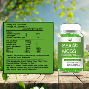 Gommes à base de mousse de mer de qualité supérieure avec vinaigre de cidre de pomme Vitamines 60 Gommes à saveur de pomme Soutien immunitaire pour les soins de la peau - Product Image 2