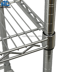 Made in China Factory New Design 304 Stainless Steel Utility Two Tiers Moveable Shelf <strong>Cart</strong> Trolley With Handles - Product Image 4