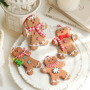 Wholesale Soft Clay Gingerbread Man Ornaments, Hand Painted Mini Gingerbread Hanging Pendant for Christmas Tree <b>Xmas</b> Home Decor - Product Image 1