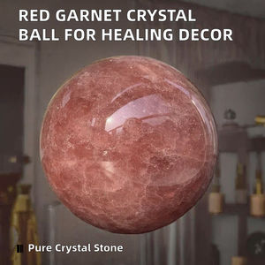 Kindfull Eco-Friendly Natural Folk Crafts Feng Shui Quartz Red Garnet <b>Crystal</b> <b>Ball</b> MOSAIC Engraved Mascot Decoration - Product Image 2