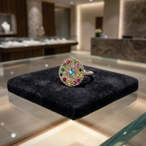 925 Sterling <b>Silver</b> Micro Pave Rhodium Plated Vintage Colorful Gemstone Multi Stone <b>Statement</b> <b>Ring</b> for Women Party Jewelry - Product Image 6