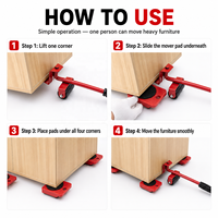 5 pièces Outils de manutention manuels pour meubles et objets lourds, Base à poulie, Boîte de transport pour gros articles, Économie de travail, Personnalisable OEM