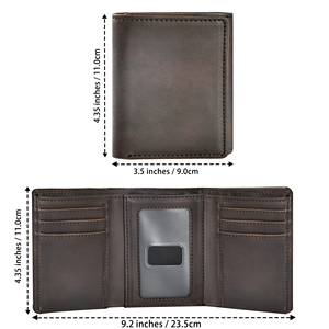 Portefeuille à trois volets pour homme, portefeuilles en cuir avec 8 emplacements pour cartes, 2 poches à monnaie et 1 emplacement transparent pour photo - Café - Product Image 2
