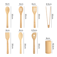 Accessoires de cuisine, outils, ensemble de 8 ustensiles de cuisine écologiques et durables en bambou naturel résistant à la chaleur avec support