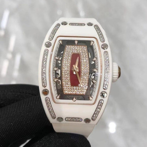 Nuevo Reloj 2026 RM007 de Cerámica Blanca, Reloj Estilo Barril de Vino, Reloj de Alta Calidad para Mujer con Incrustaciones de Diamantes - Product Image 3