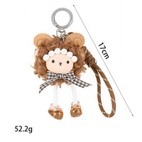 Mini porte-clés en peluche mouton bouclé, jouet doux, vente en gros, porte-clés Kawaii, animal 3D, pompon, mignon, vintage, porte-clés en peluche chèvre bouclée, agneau