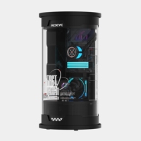 OEM Cylindrical Black White MATX Mid Tower Acrylic Computer Case for Desktop Gaming Supports 360 Water Cooling with Power Supply