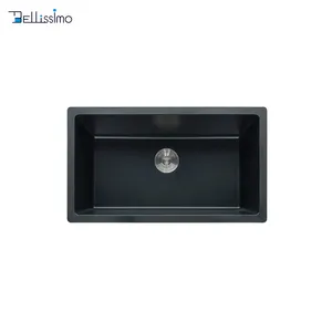 Ls-Dd05 Modern standart ev temizlik çift siyah granit lavabo mutfak kuvars lavabo