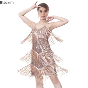 Nuevo Vestido de Baile Latino con Lentejuelas <span class=keywords><strong>para</strong></span> <span class=keywords><strong>Mujer</strong></span>, Estilo Años 20, Gatsby, Cóctel, Salón de Baile, Salsa, <span class=keywords><strong>Tango</strong></span>, Cha Cha, Rumba, Samba - Product Image 1