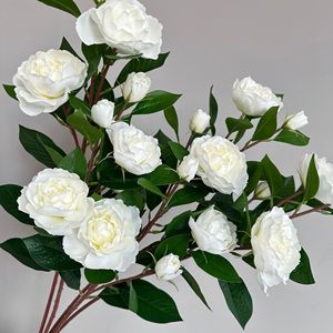 Bouquet de Gardenias Artificiels Meng Jie, Fleurs en Soie PVC Blanches pour Décoration Intérieure et Arrangements Floraux - Product Image 3