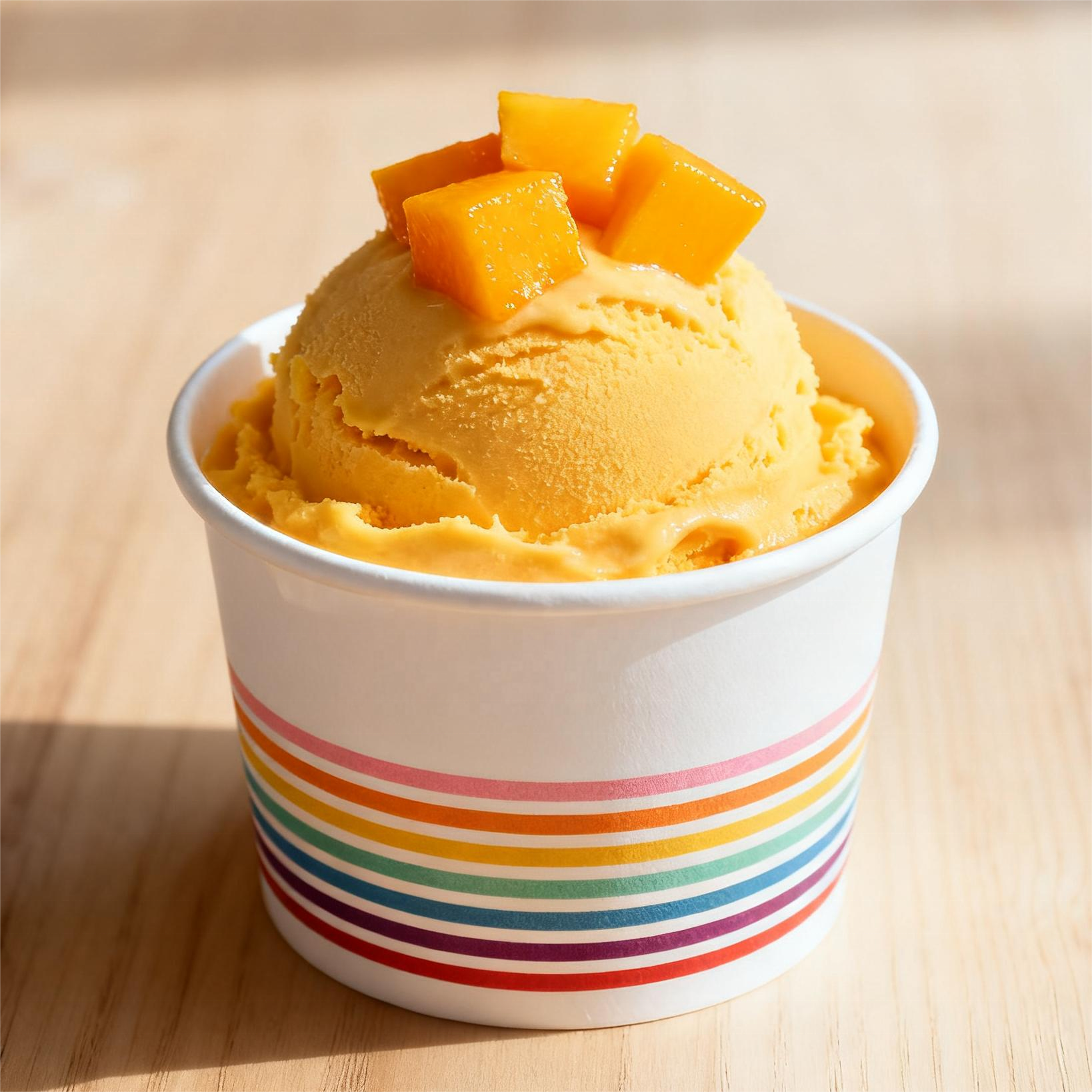 Custom Printed Cardboard Ice Cream Paper Cups with Lids and Spoons Ice Cream Container