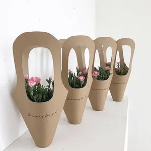 Ins Style Wholesale Flower Shop Box Single Flower Bouquet Wedding Carrier Bags