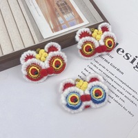 Épingle à cheveux en forme de tête de lion au crochet de style chinois, accessoire décoratif festif du Nouvel An fait main en fil