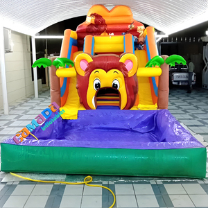 Castillo Inflable en Oferta, Castillo Hinchable <span class=keywords><strong>con</strong></span> Tobogán <span class=keywords><strong>de</strong></span> Agua y Piscina Cuadrada, Juego Infantil para Niños Pequeños, Parque Infantil al Aire Libre - Product Image 1