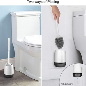 <span class=keywords><strong>Brosse</strong></span> de toilette en silicone TPR écologique noir et <span class=keywords><strong>blanc</strong></span>, accessoires de salle de bain, <span class=keywords><strong>brosse</strong></span> de nettoyage au sol à drainage rapide, fixation murale - Product Image 6