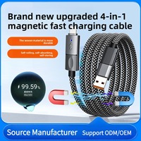 Câble USB magnétique tressé en nylon 4 en 1, charge rapide 100W, connecteur en alliage de titane, transfert de données rapide, personnalisation possible