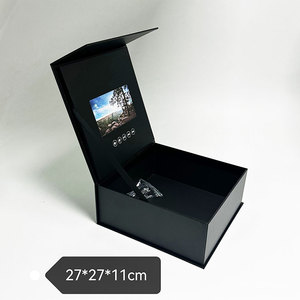 Customized Printed Own logo 7 Inch White Magnet Close Paper Gift Packing <strong>Box</strong> with LCD Screen and Video Music - Product Image 3