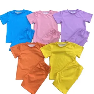 फैक्टरी प्रत्यक्ष अनुकूलित लड़कियों के कपड़े बच्चों शॉर्ट्स सेट बहु-रंग दो टुकड़ा सेट बच्चों के बुटीक कपड़े सेट