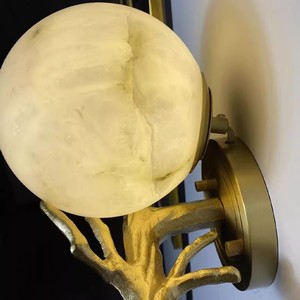 灯罩古典月亮设计铜大理石壁灯发光二极管黄铜壁灯酒店客厅装饰灯室内 - Product Image 5