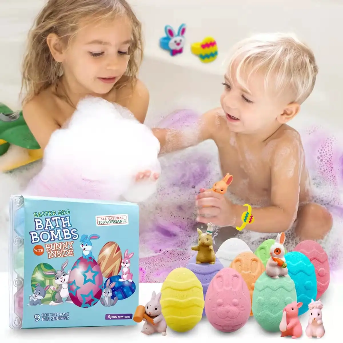 Пасхальный праздничный подарочный набор, Бомбочки для ванны в форме кролика, подарочный набор, Бомбочки для ванны ручной работы в форме фруктов