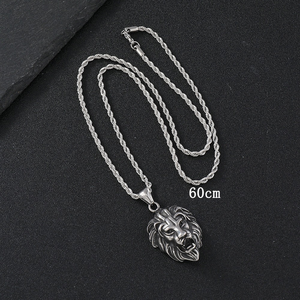 <span class=keywords><strong>Collana</strong></span> Vintage in Acciaio Inossidabile Hip-hop Retrò con Testa di <span class=keywords><strong>Leone</strong></span> per Uomo, Pendente in Titanio con Artiglio di Teschio - Product Image 2