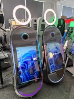 Photomaton de mariage avec éclairage annulaire miroir, écran tactile 32 pouces, 256 Go, machine photo verticale ovale pour événements et fêtes
