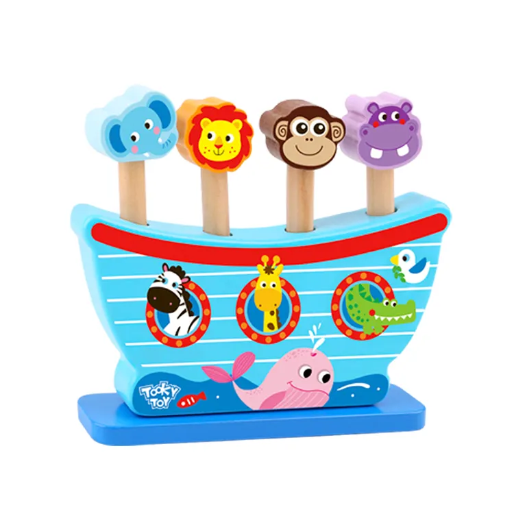Tooky Brand New Design Wooden Pop Up Animal Toys For Kids