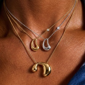 Wholesale Gold &amp; Silver Planted Pendant Stackable Necklaces for Women Minimalist <strong>Abstract</strong> <strong>Design</strong> Layerable Dainty <strong>Jewelry</strong> - Product Image 1
