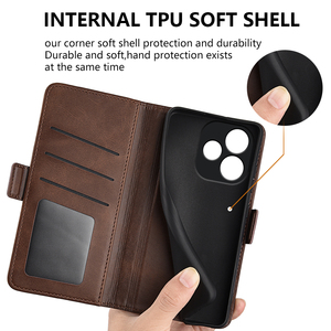 Nueva marca para <span class=keywords><strong>Oppo</strong></span> K9 A3 A5 Pro 5G <span class=keywords><strong>A17</strong></span> A17K Luxury Calf Pu Leather Wallet Flip Card Holder Phone Case - Product Image 4