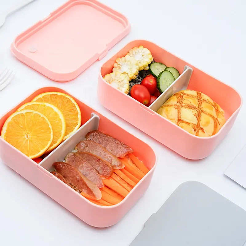 Plastic 2000 ml Leak-proof 2-Layer BPA Free Eco Friendly Fridge Available for Children Packaging Lunch Bento Box Accessories