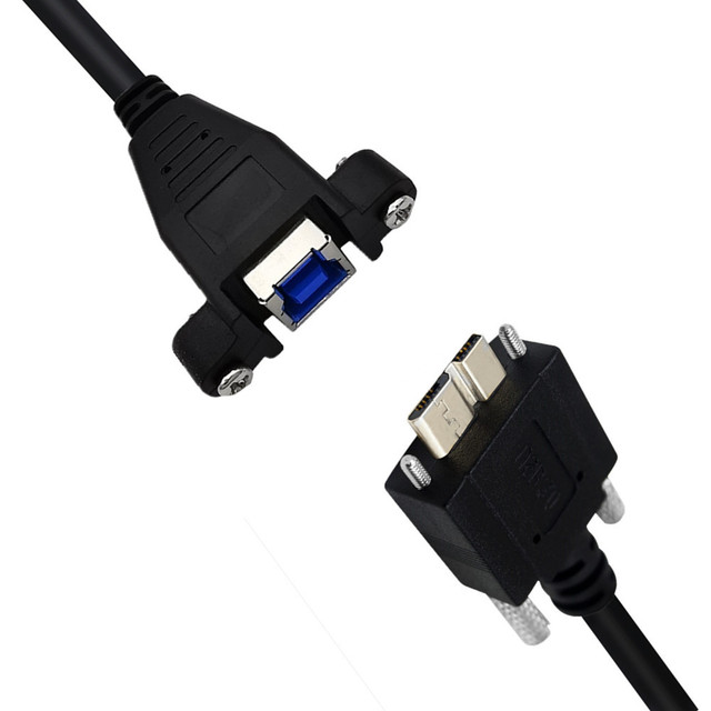 USB 3.0 Type a Male Micro B Cable Screw Lock Fast Charging 3M Cable Compatible Android Phones Industry Cameras 12-Month Warranty