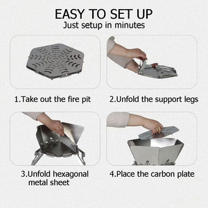 Brasero pliable en acier inoxydable 430, barbecue <span class=keywords><strong>portable</strong></span> léger, brûleur à bois pour <span class=keywords><strong>camping</strong></span>, jardin, barbecue - Product Image 5