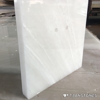 Bullnose Edge Blanc Artificielle Onyx Translucide Albâtre Marbre Carreaux pour Décoration Murale Comptoirs De Quartz en gros
